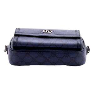 Gucci Ophidia Front Pocket Camera Bag GG Coated Canvas Mini Navy